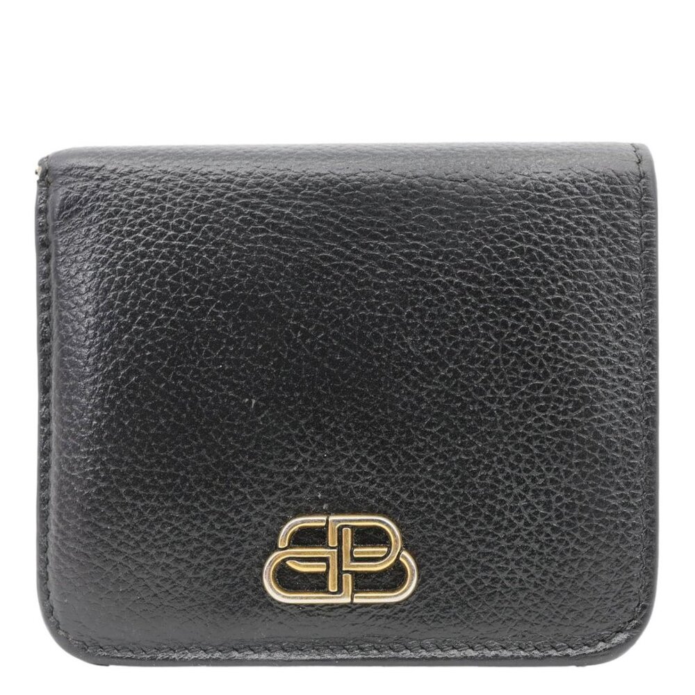 Balenciaga  Leather Bifold Compact Wallet Black